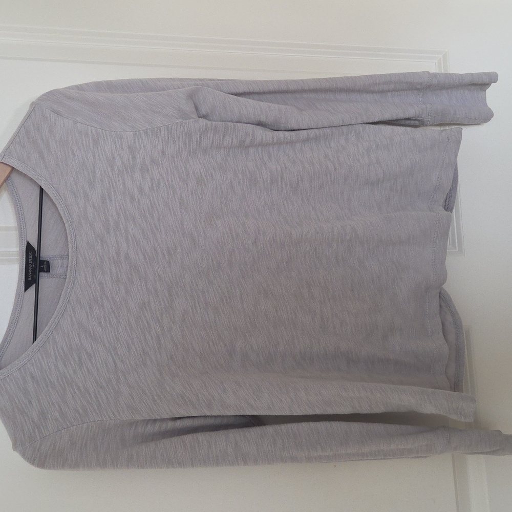 Banana Republic Soft Grey Long Sleeve Open Back Tee